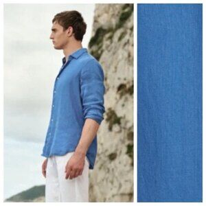 Massimo Dutti NWT Blue Linen Shirt Men's Medium